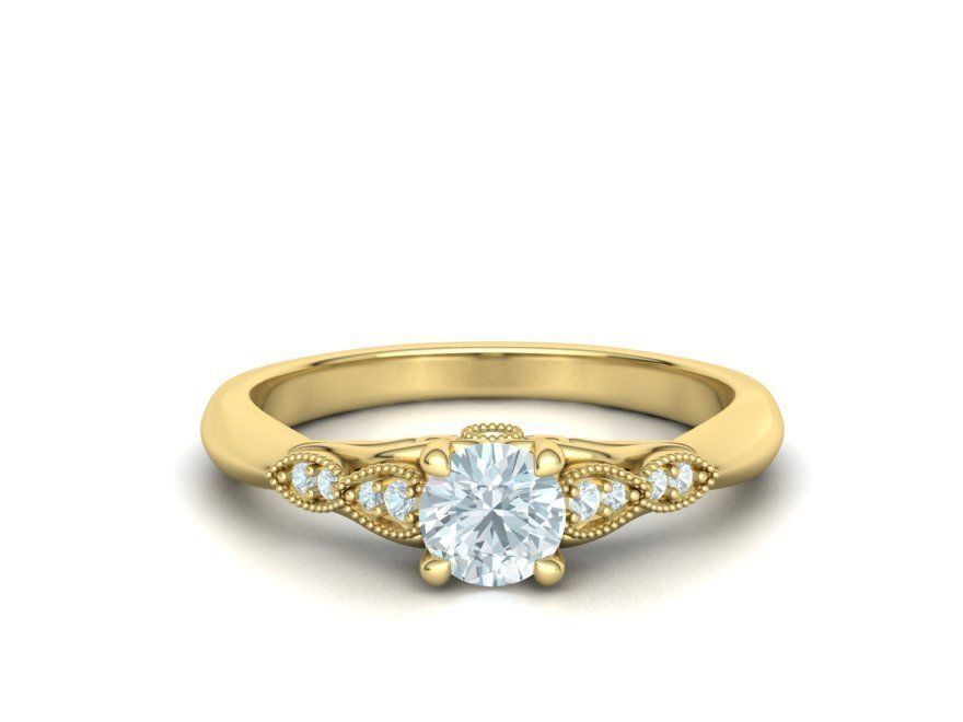 Nautilus 4 prong Engagement ring 3dmodel with 5mm 3D print model_5