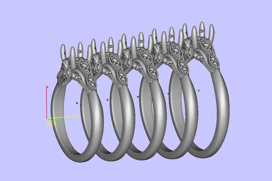Nautilus 4 prong Engagement ring 3dmodel with 5mm 3D print model_18