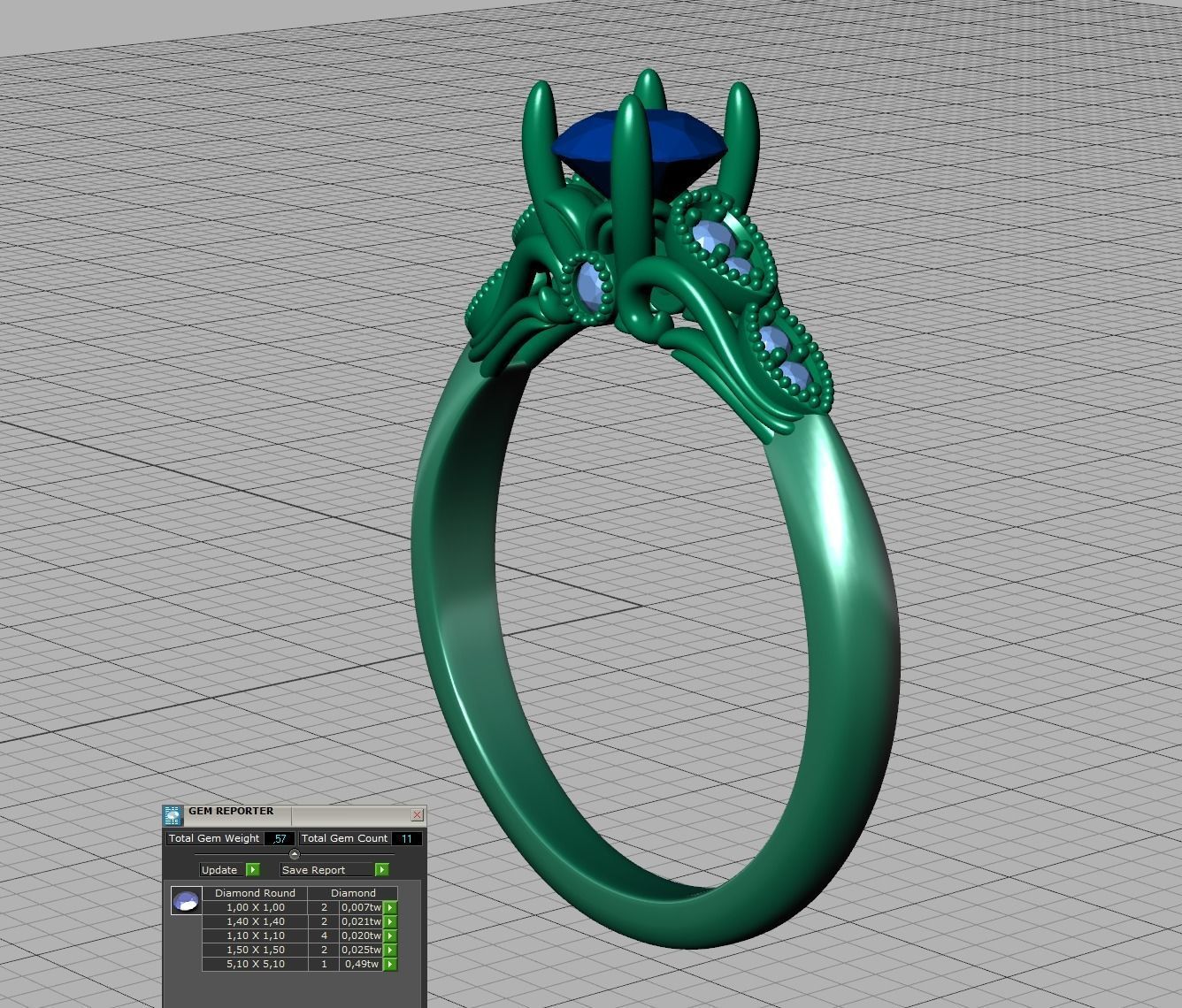 Nautilus 4 prong Engagement ring 3dmodel with 5mm 3D print model_13