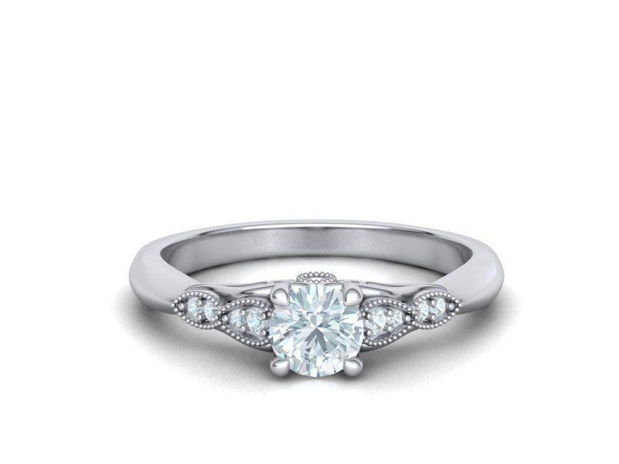 Nautilus 4 prong Engagement ring 3dmodel with 5mm 3D print model_4