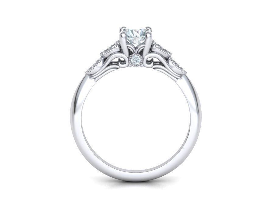 Nautilus 4 prong Engagement ring 3dmodel with 5mm 3D print model_1