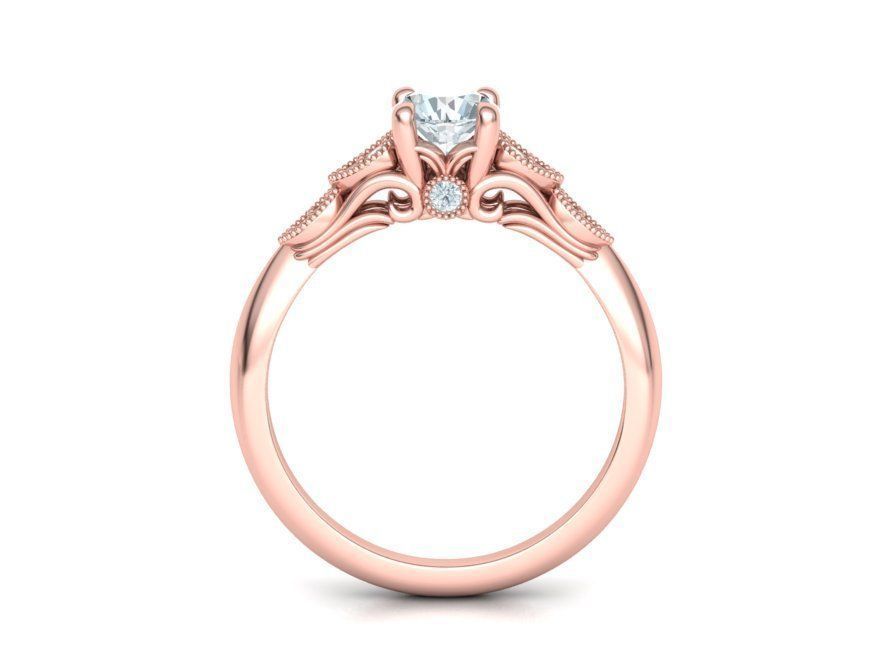 Nautilus 4 prong Engagement ring 3dmodel with 5mm 3D print model_3