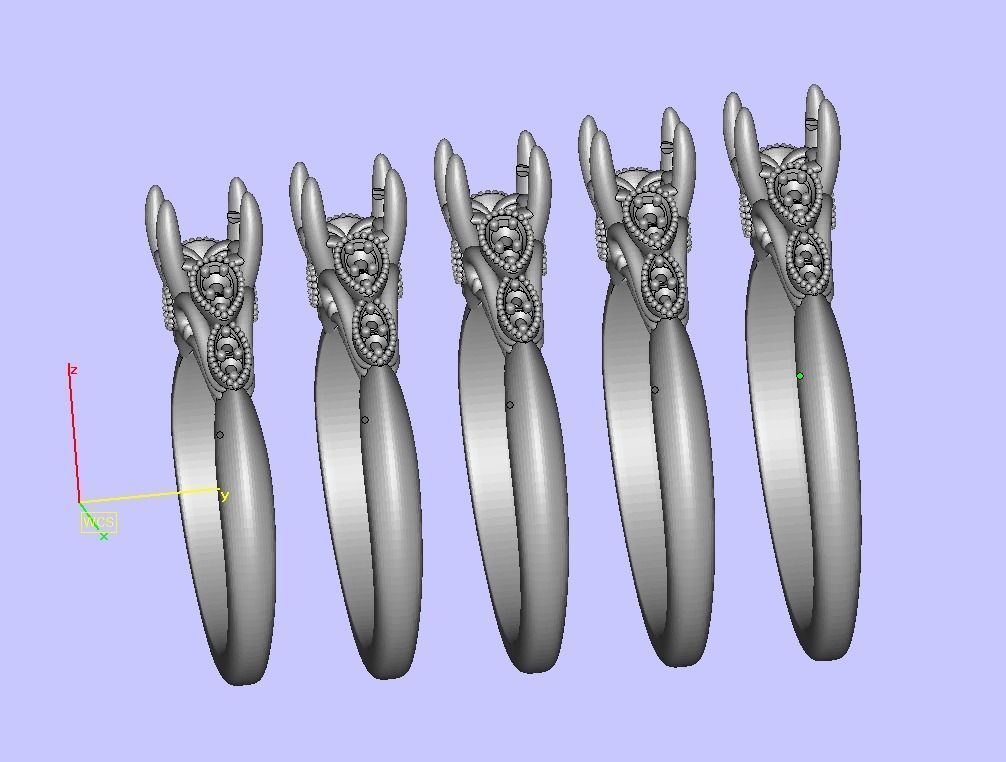 Nautilus 4 prong Engagement ring 3dmodel with 5mm 3D print model_19