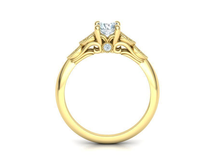 Nautilus 4 prong Engagement ring 3dmodel with 5mm 3D print model_2