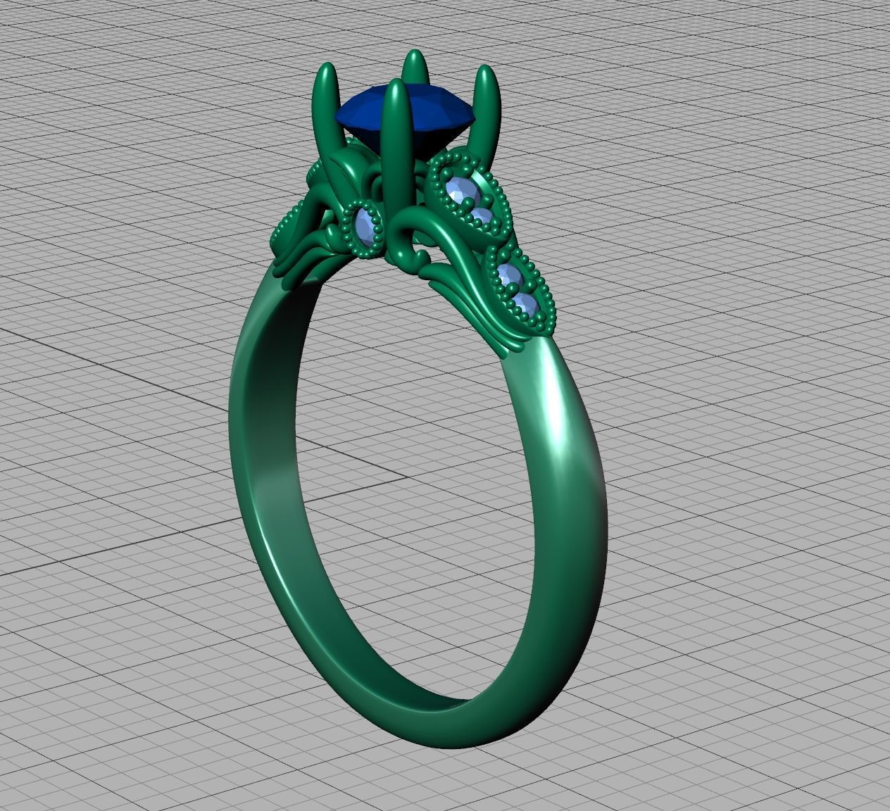 Nautilus 4 prong Engagement ring 3dmodel with 5mm 3D print model_11