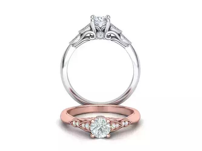 Nautilus 4 prong Engagement ring 3dmodel with 5mm 3D print model