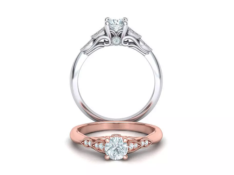 Nautilus 4 prong Engagement ring 3dmodel with 5mm 3D print model_0