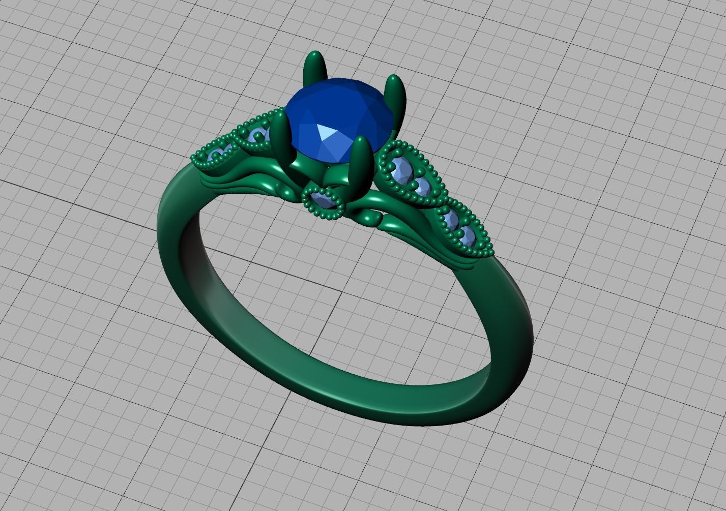 Nautilus 4 prong Engagement ring 3dmodel with 5mm 3D print model_12
