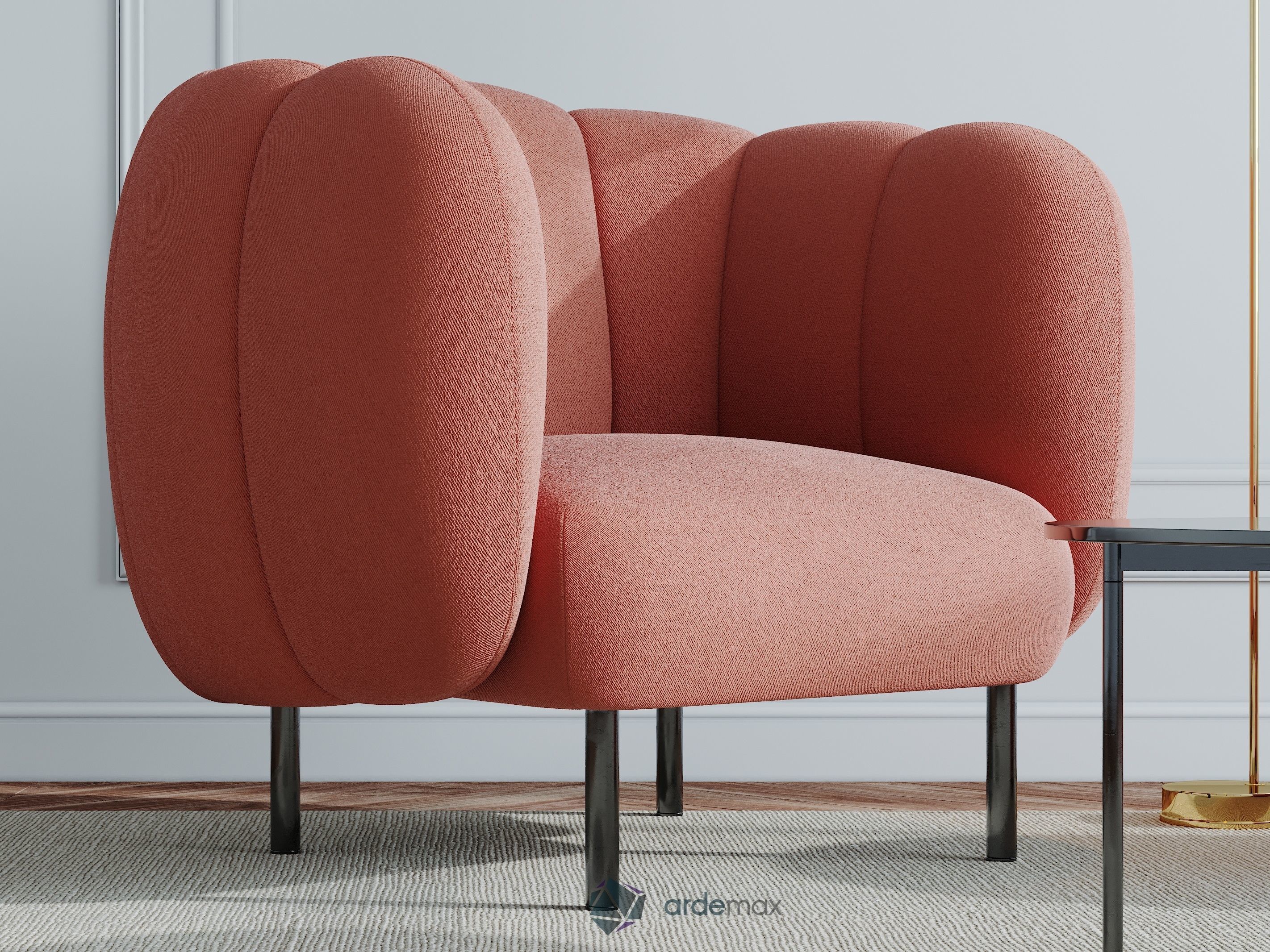 Furniture set chair and ottoman 3D model_4