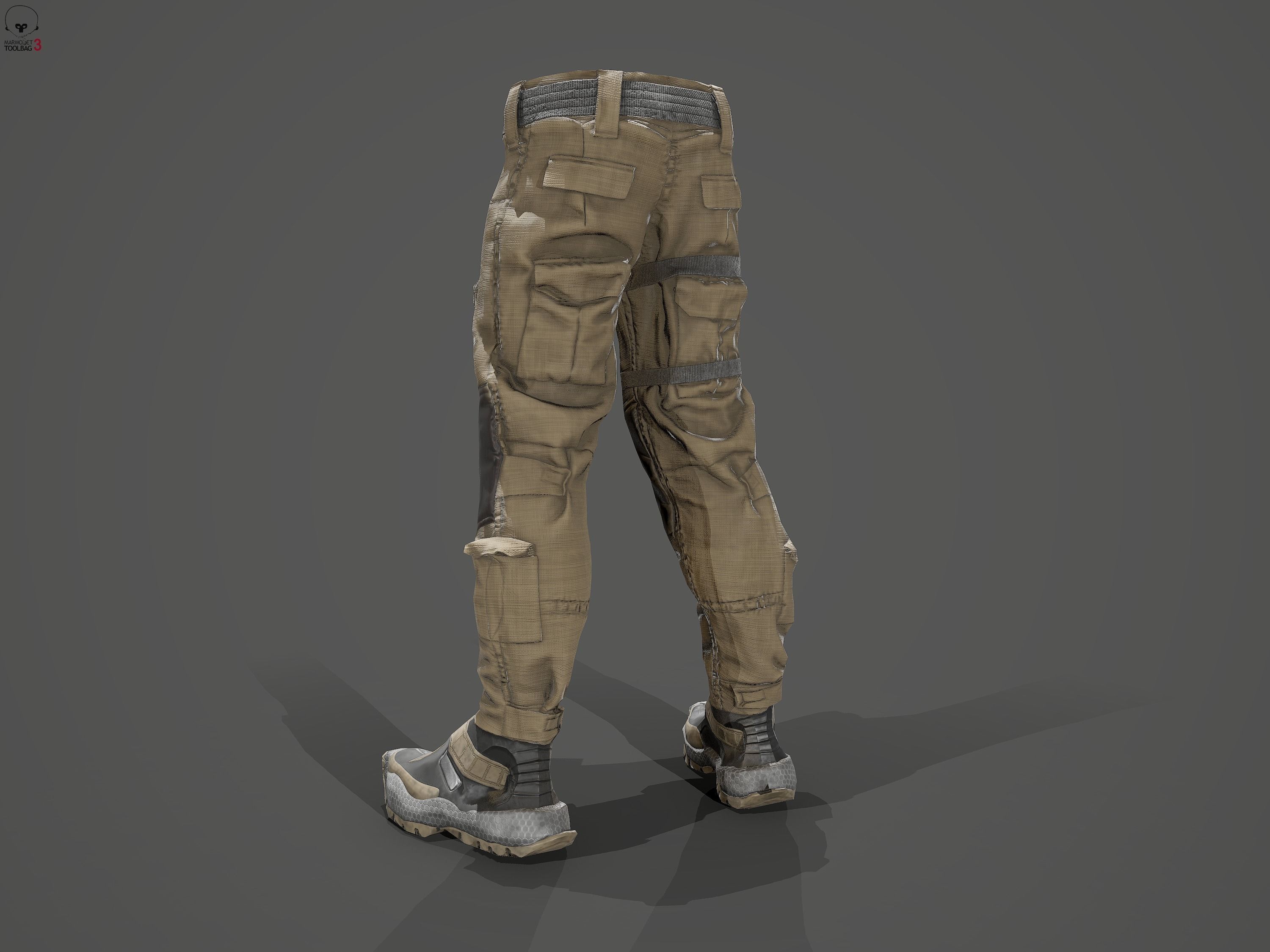 Tactical pants Low-poly 3D model_19
