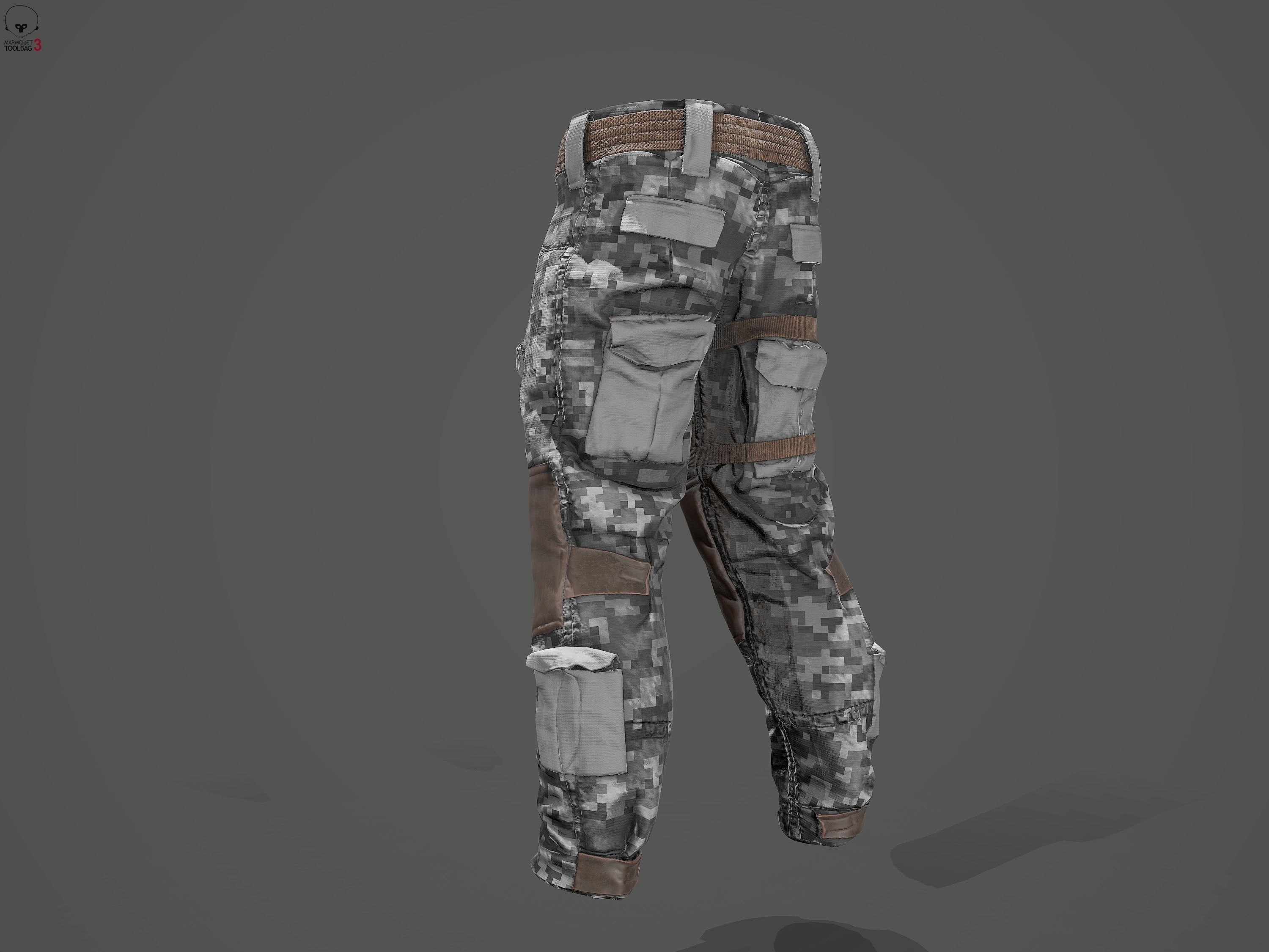 Tactical pants Low-poly 3D model_12