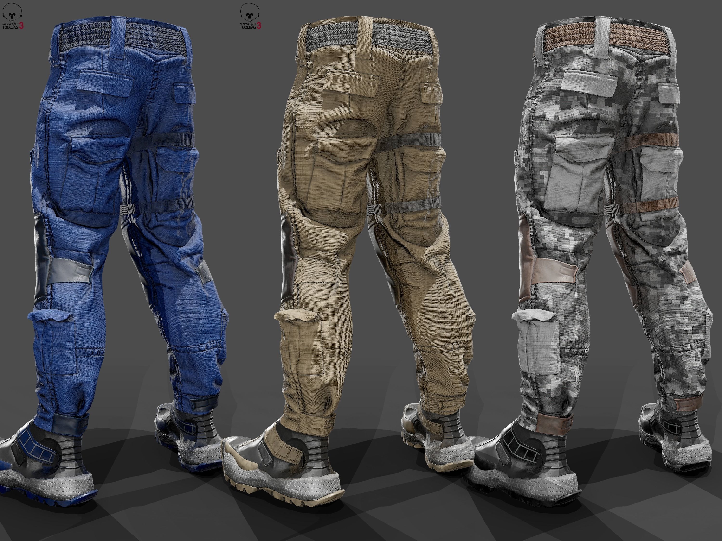 Tactical pants Low-poly 3D model_4