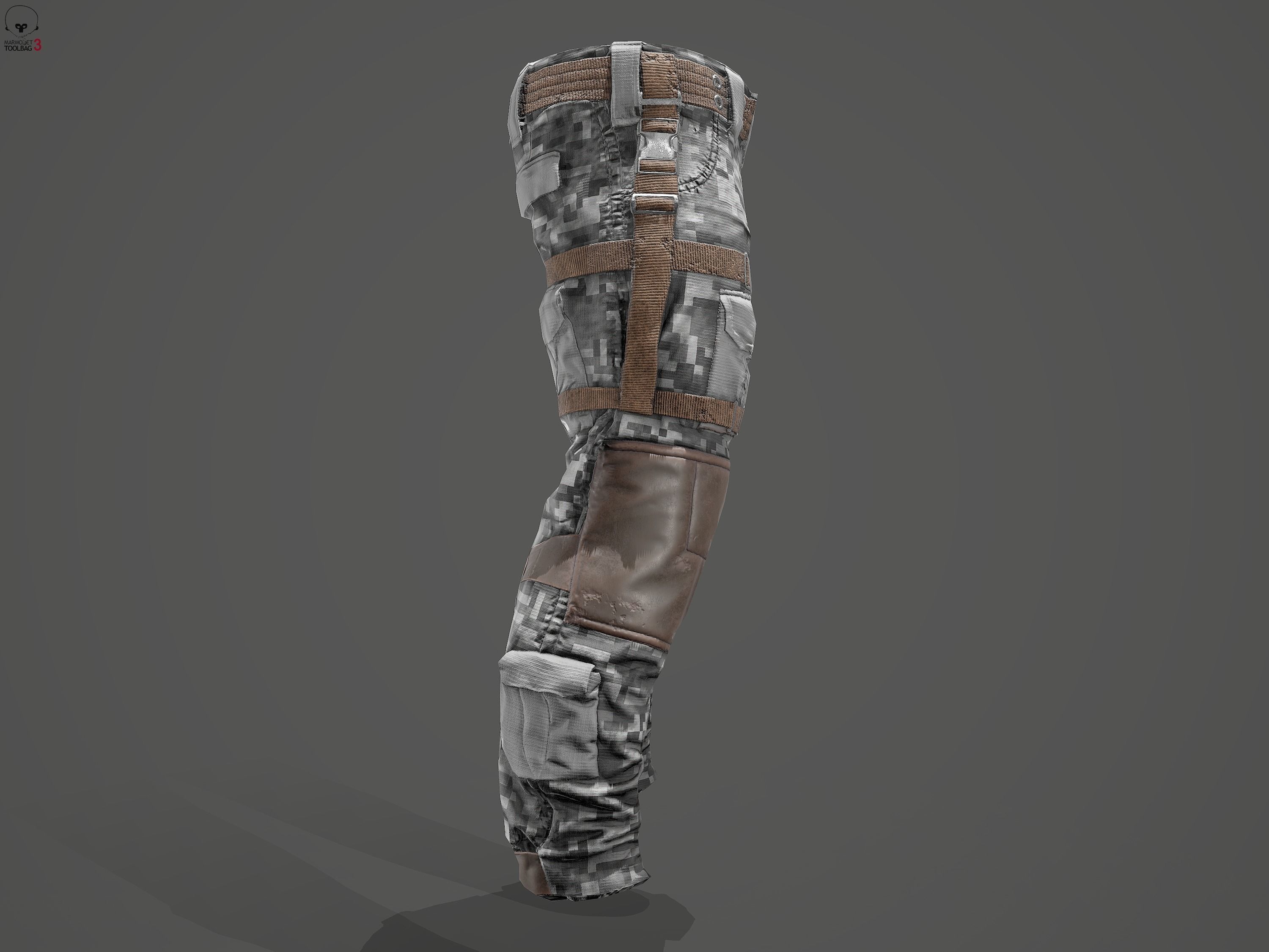 Tactical pants Low-poly 3D model_10