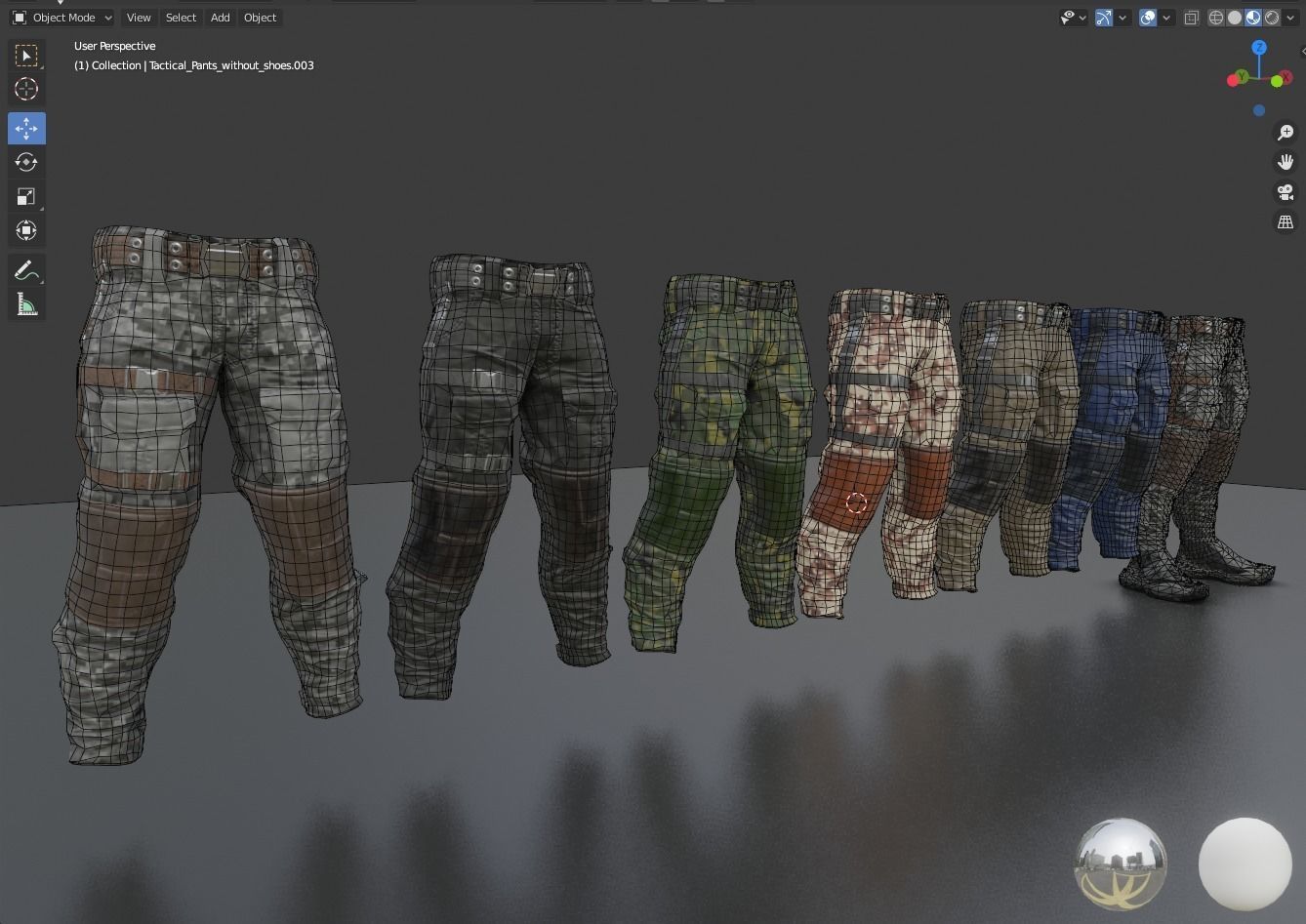 Tactical pants Low-poly 3D model_8