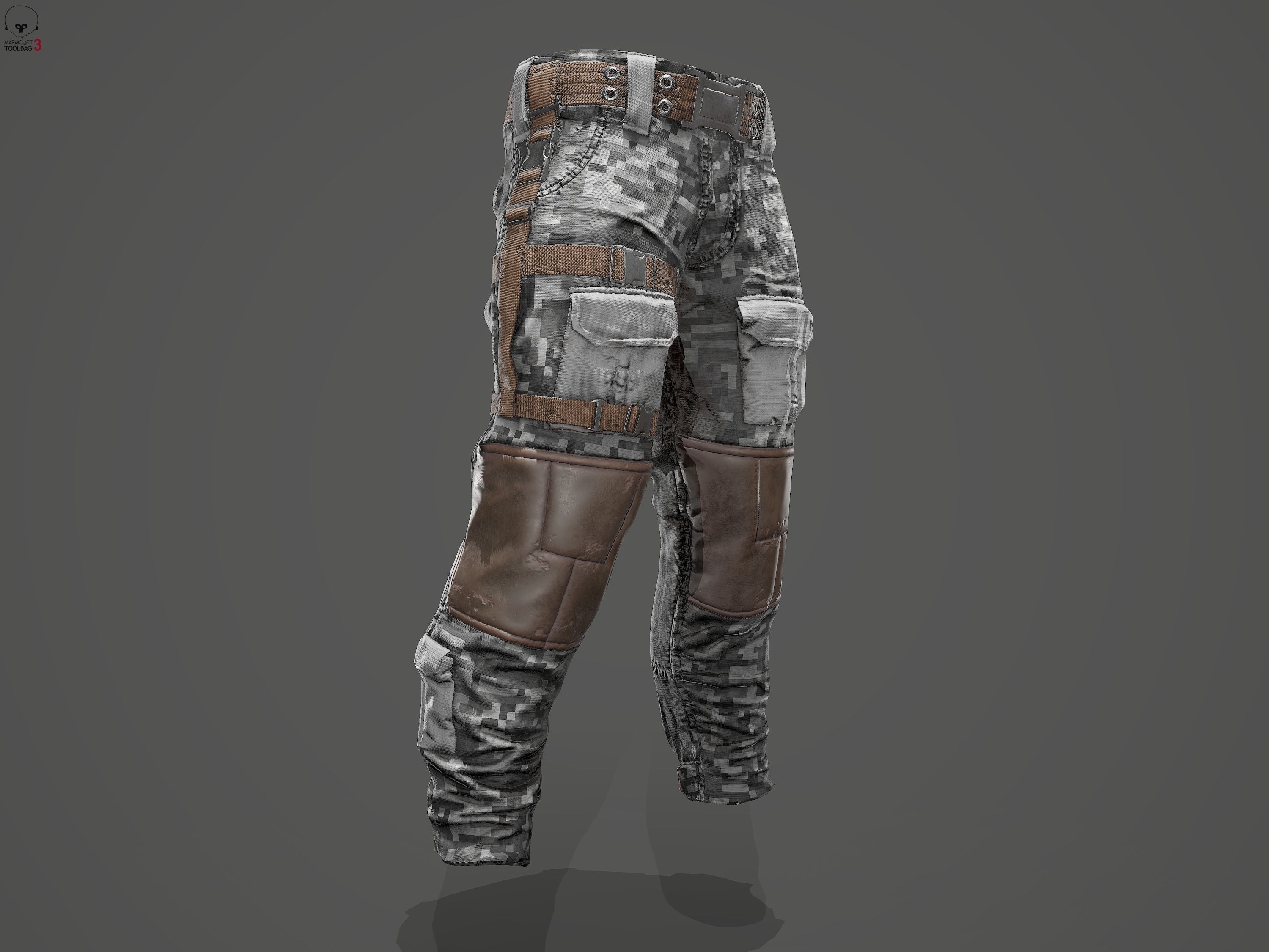 Tactical pants Low-poly 3D model_14