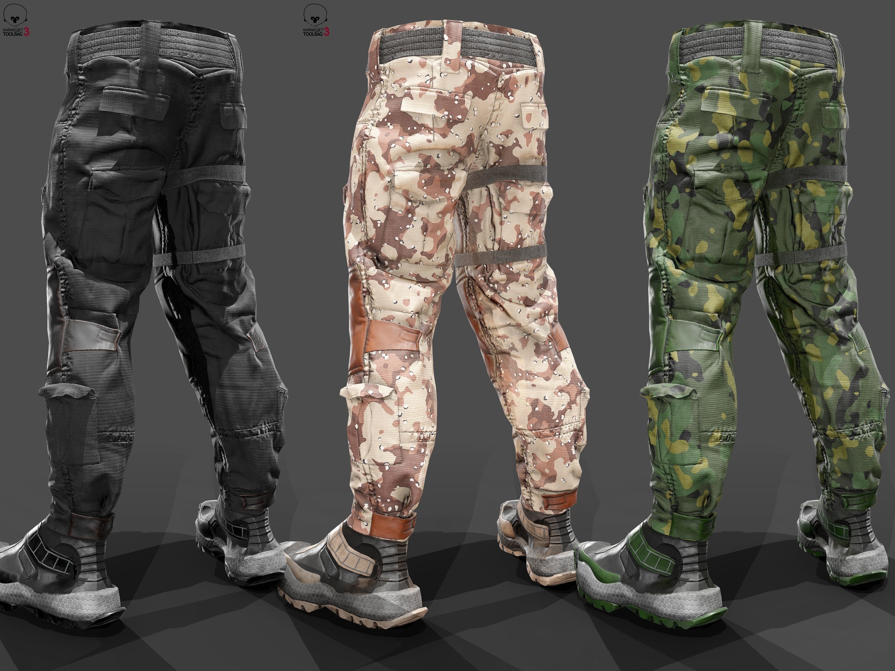 Tactical pants Low-poly 3D model_3
