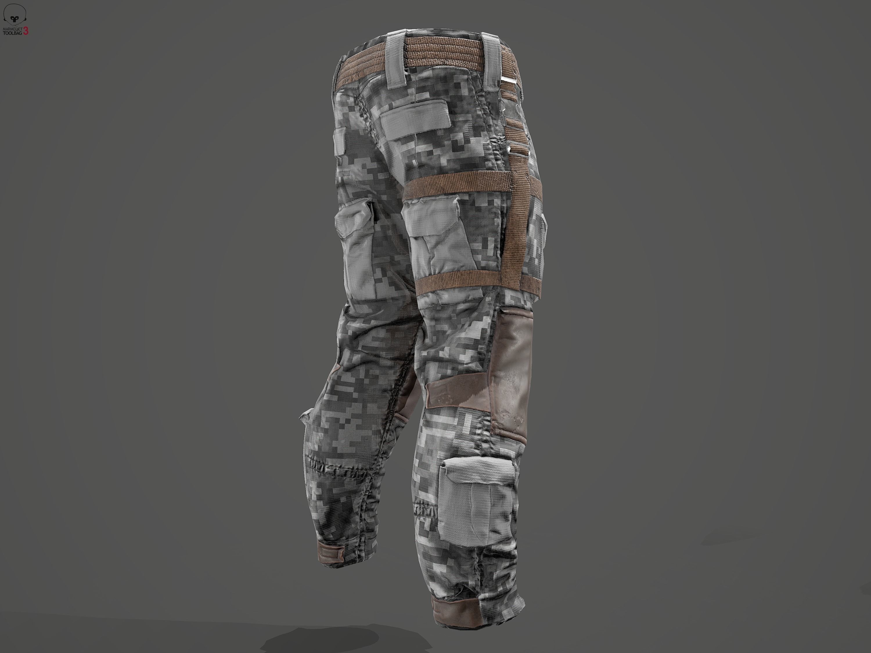 Tactical pants Low-poly 3D model_16