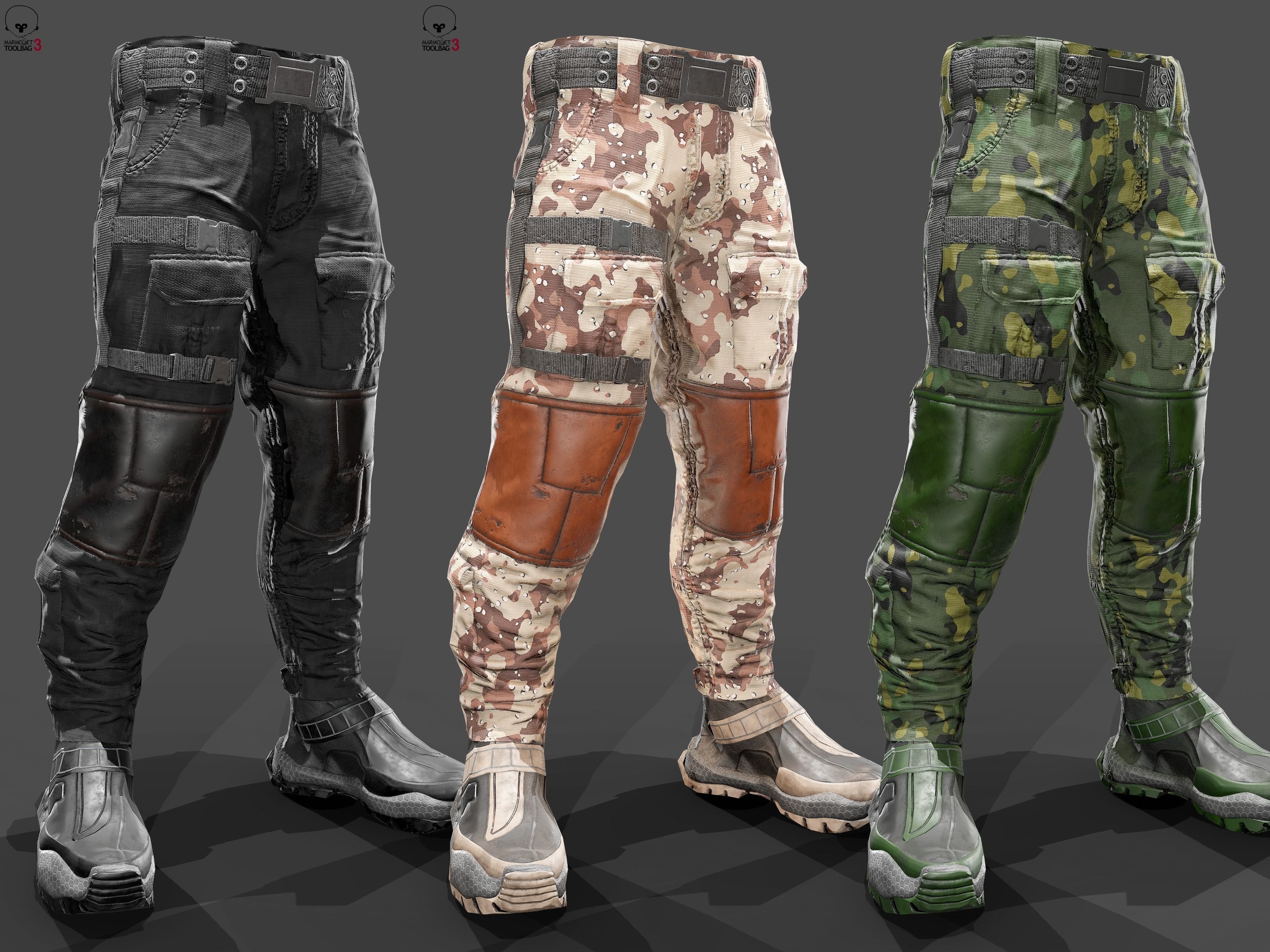 Tactical pants Low-poly 3D model_2