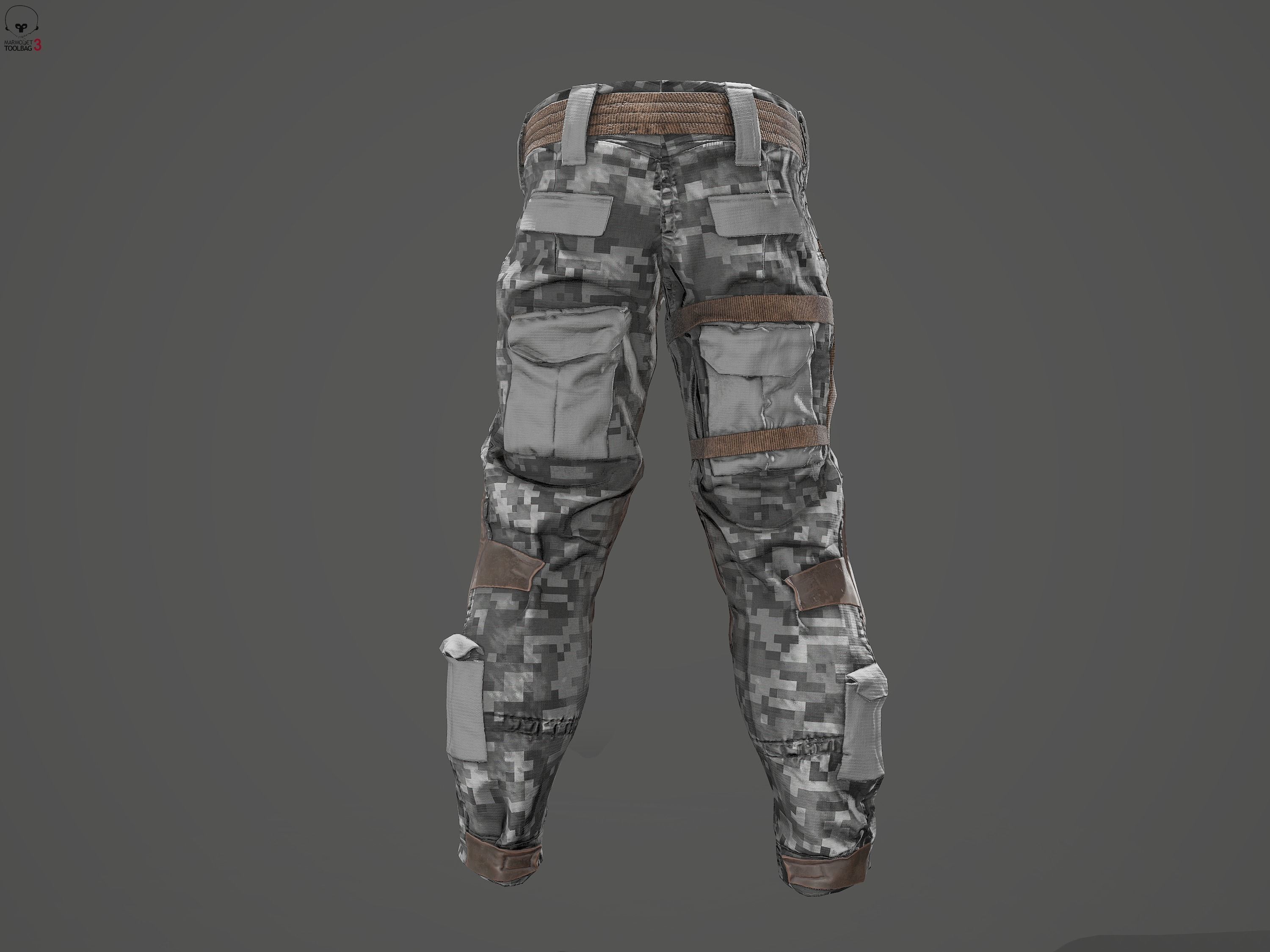 Tactical pants Low-poly 3D model_15