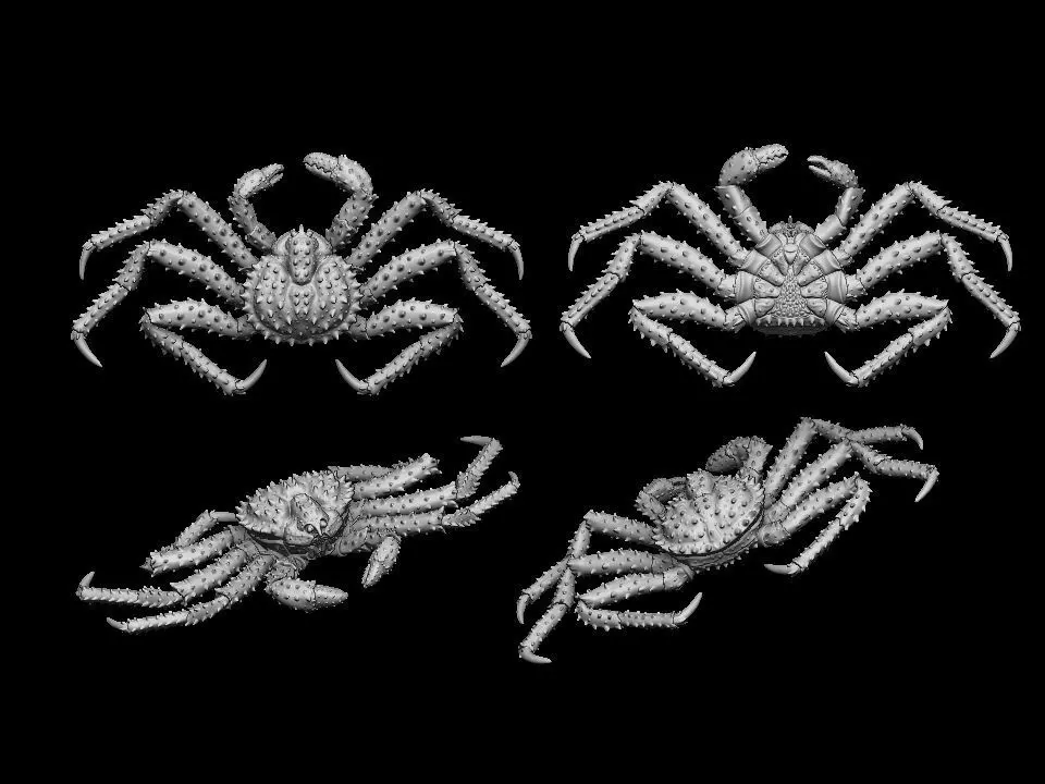 Crab king sculpture 3d print model 3D print model_0