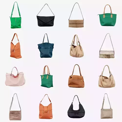 12 Handbags Low-poly 3D model