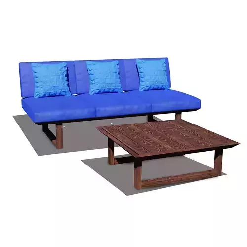 Wooden Three Seater Sofa