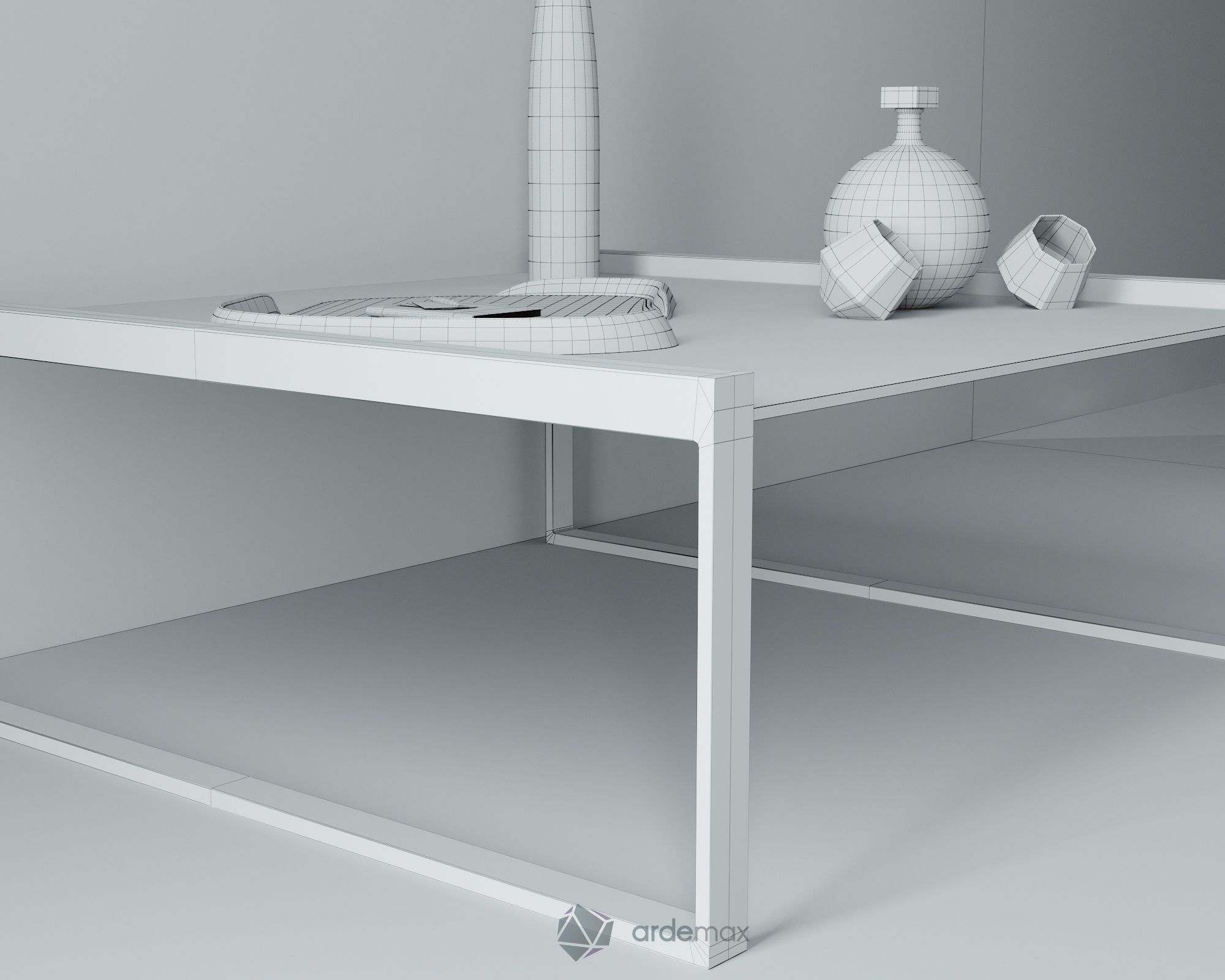 Coffee table with decor 3D model_7