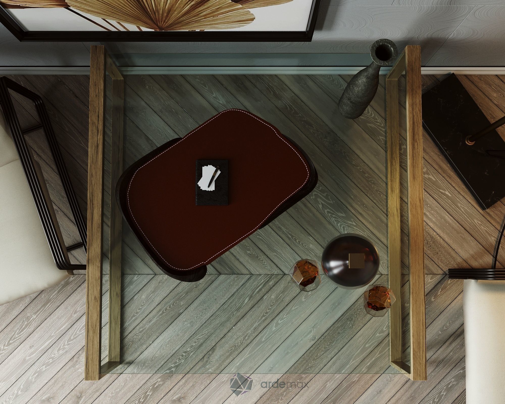 Coffee table with decor 3D model_3