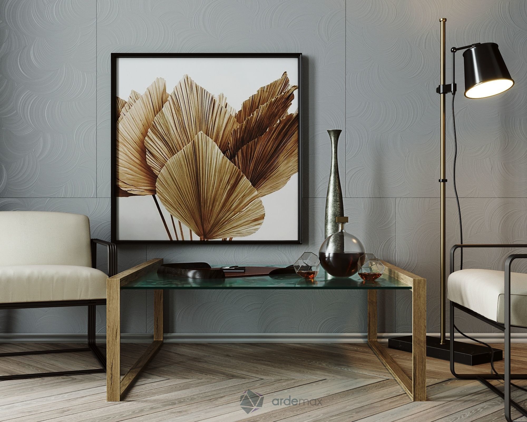 Coffee table with decor 3D model_6