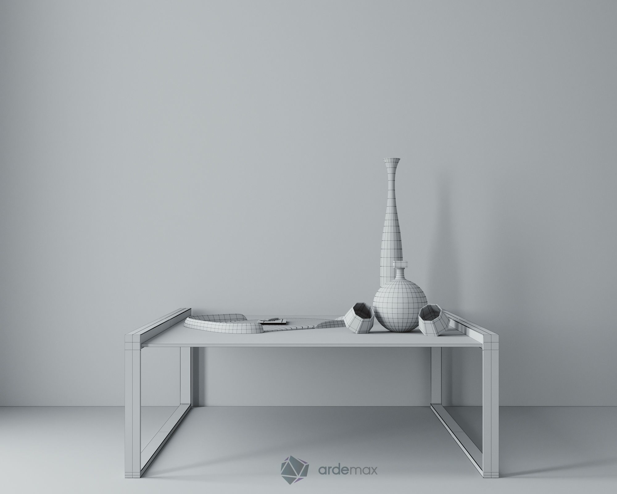 Coffee table with decor 3D model_9