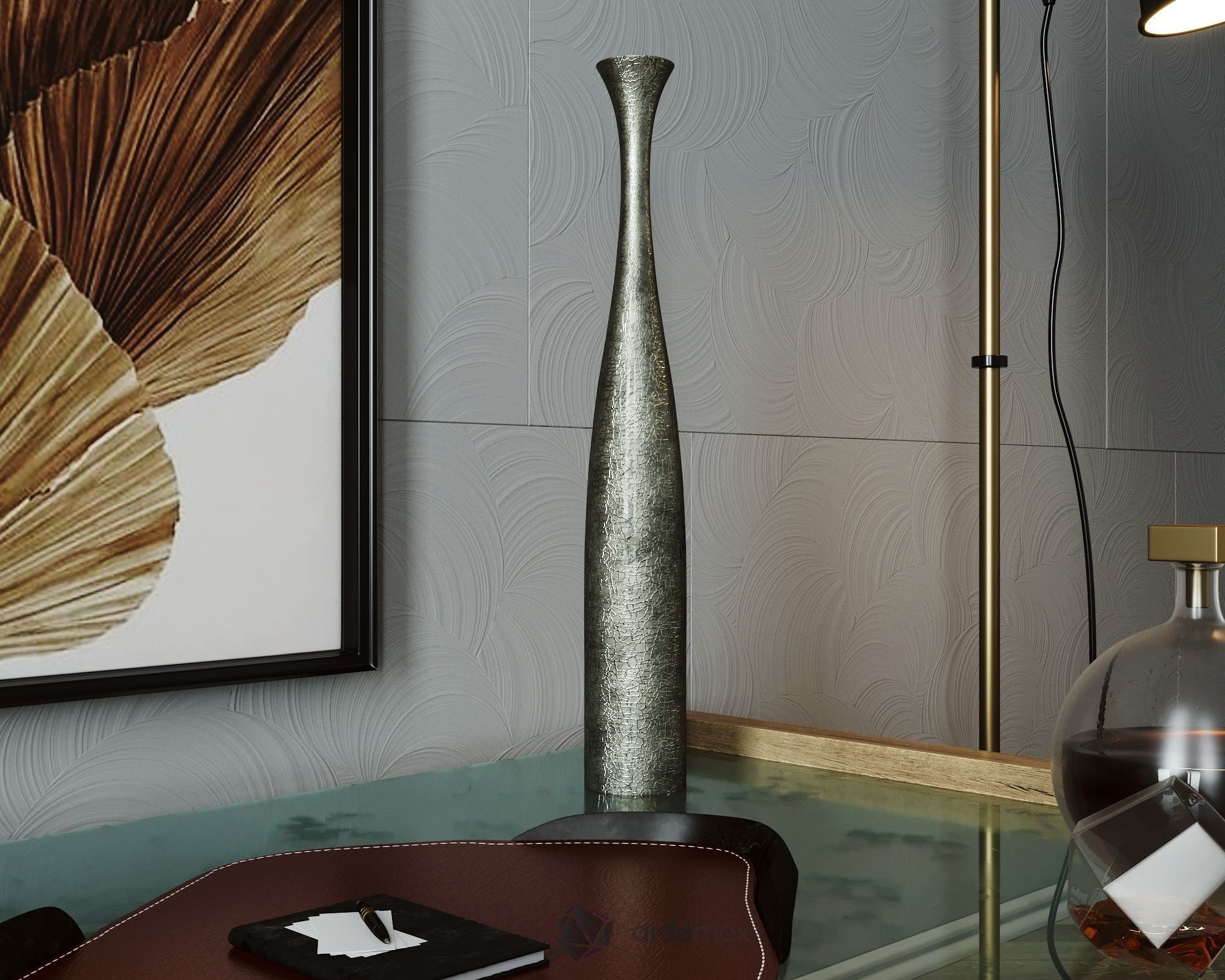 Coffee table with decor 3D model_4