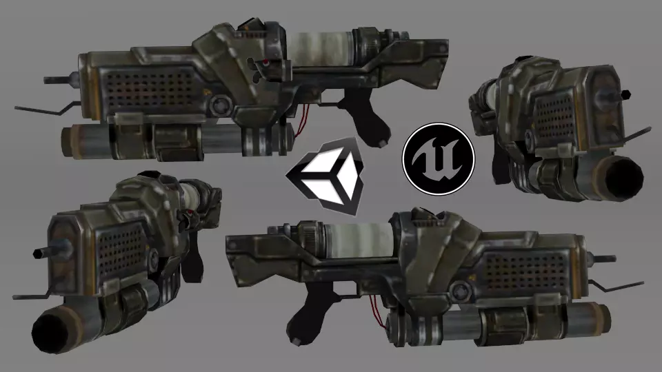 Assault Grenade launcher rifle 3D Model Low-poly 3D model