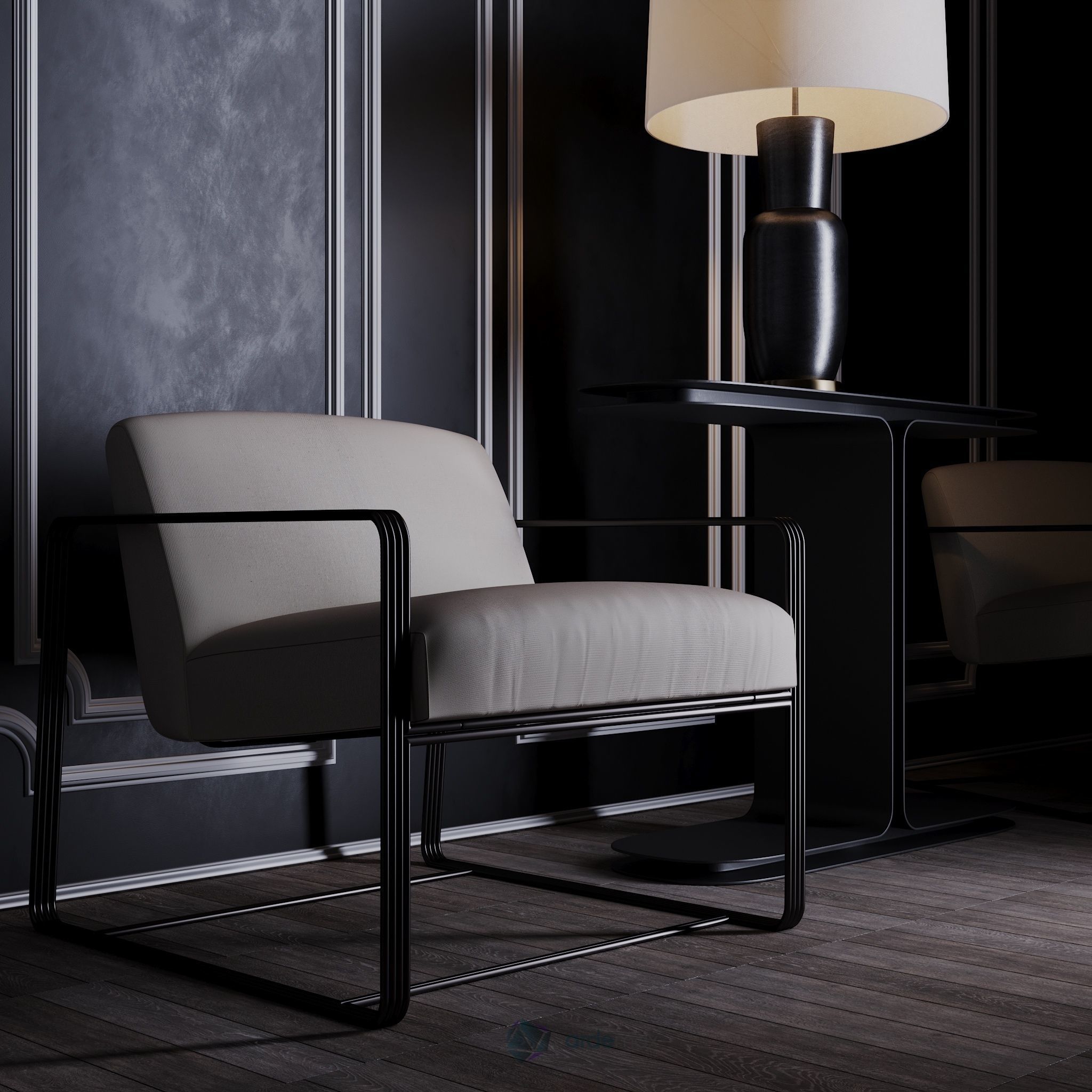 Modern armchair 3D model_1