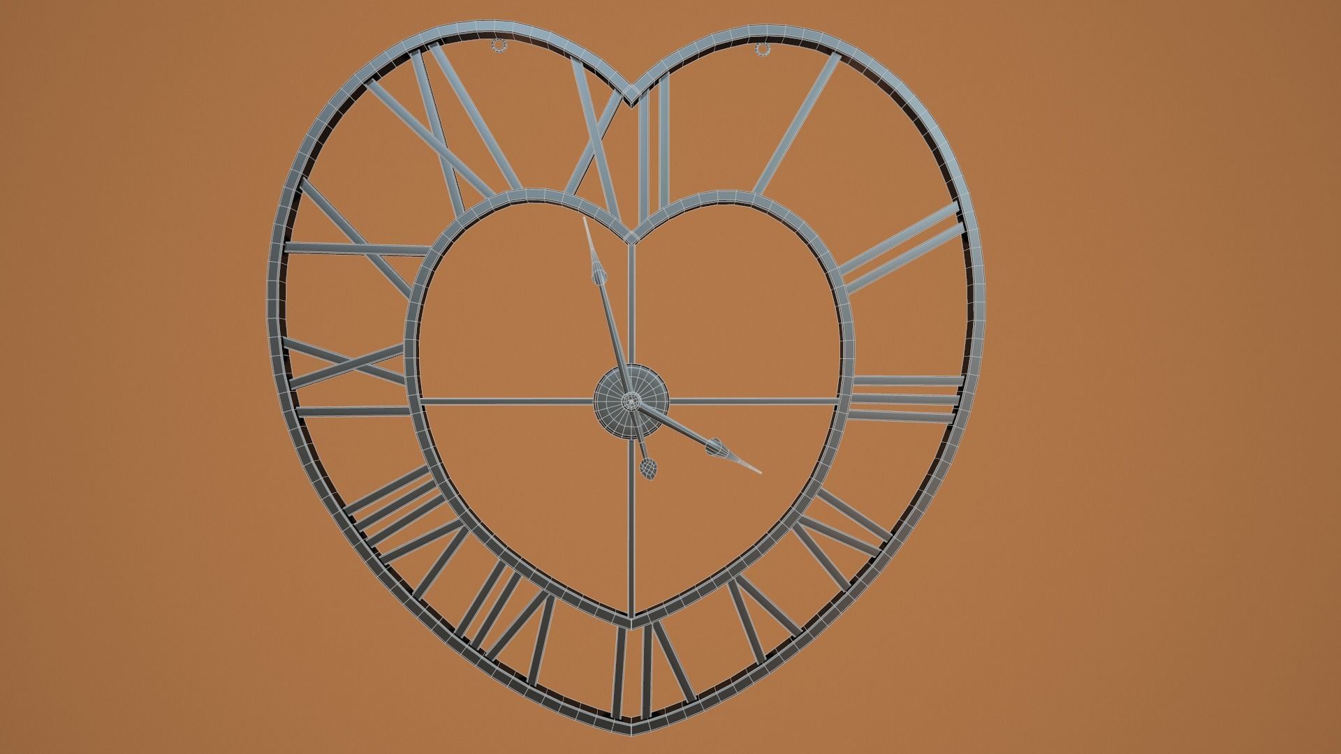 Animated Brushed Steel Heart Clock 3D model_17