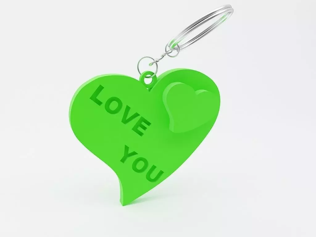 Heart Key Chain 3D print model_0