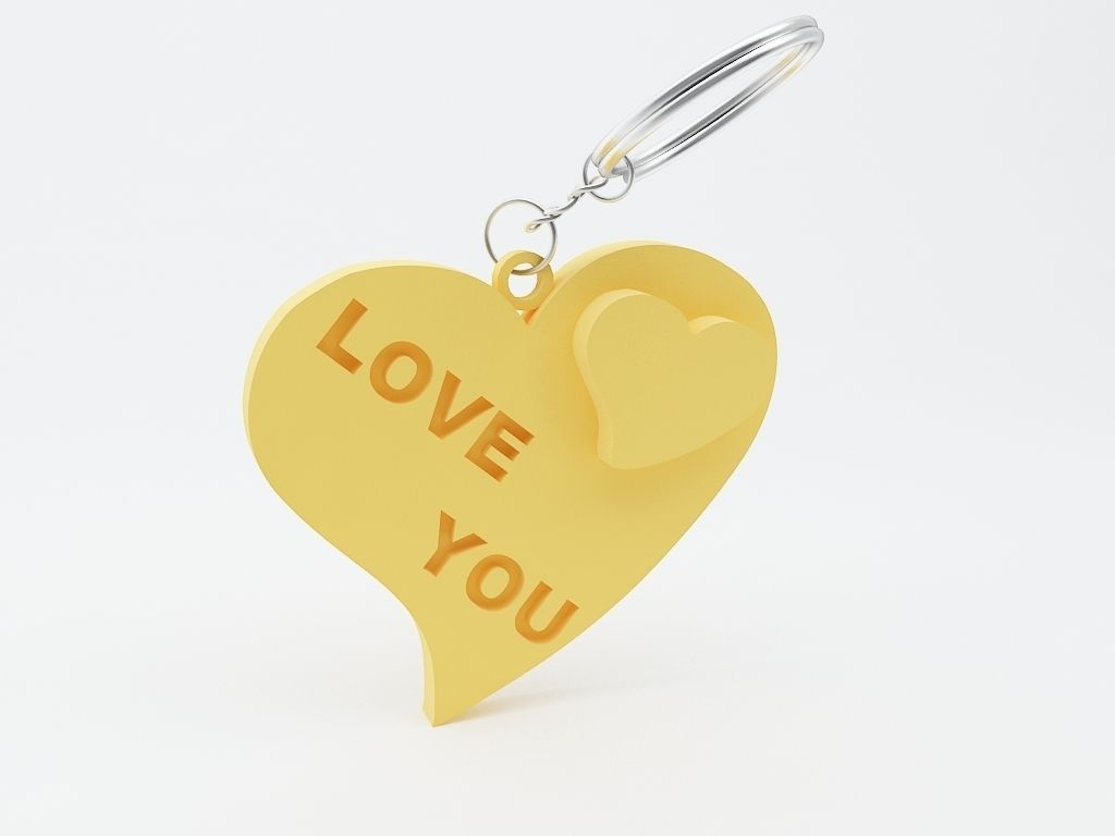 Heart Key Chain 3D print model_3