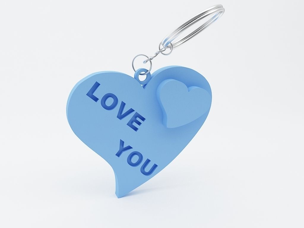 Heart Key Chain 3D print model_1