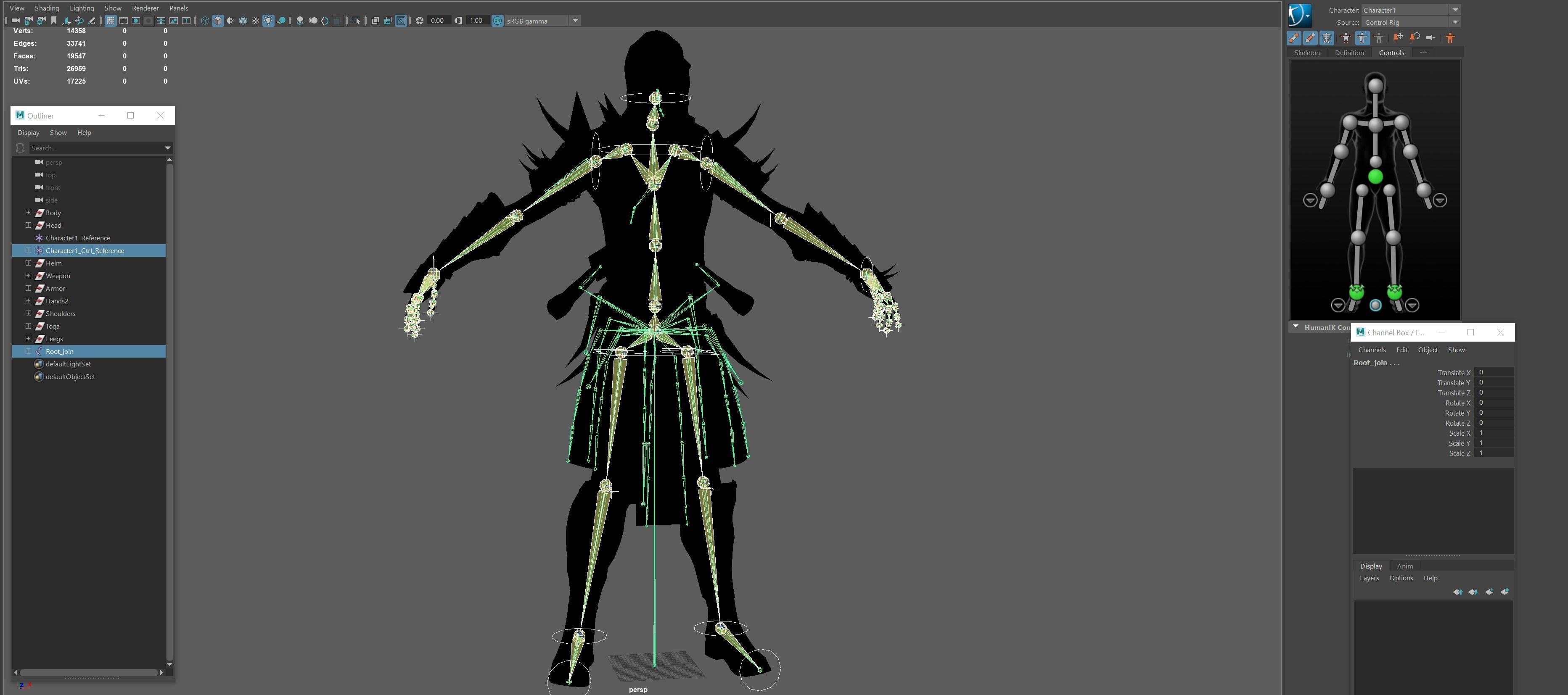 Skeleton3 character in armor Low-poly 3D model_14