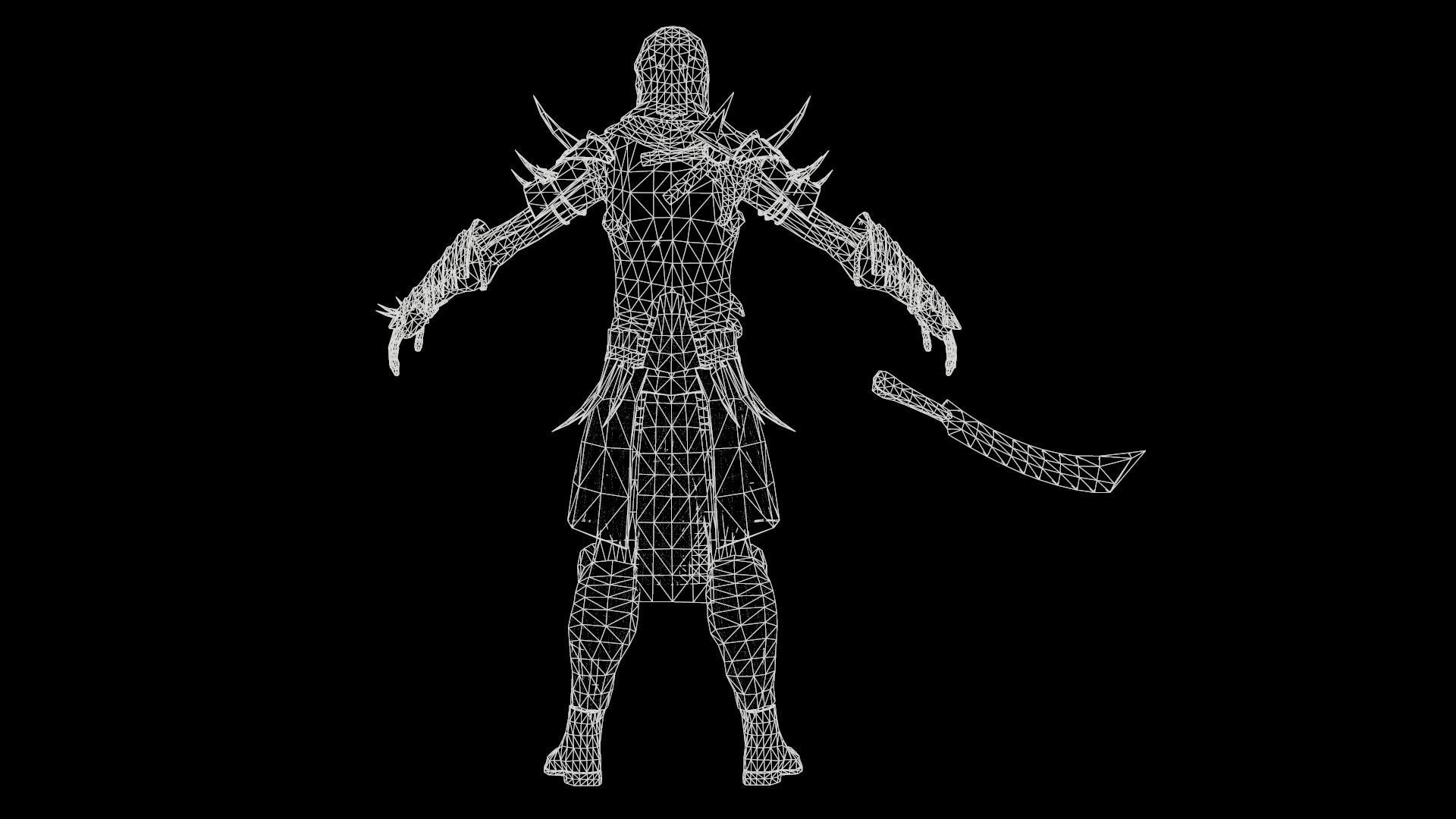 Skeleton3 character in armor Low-poly 3D model_12