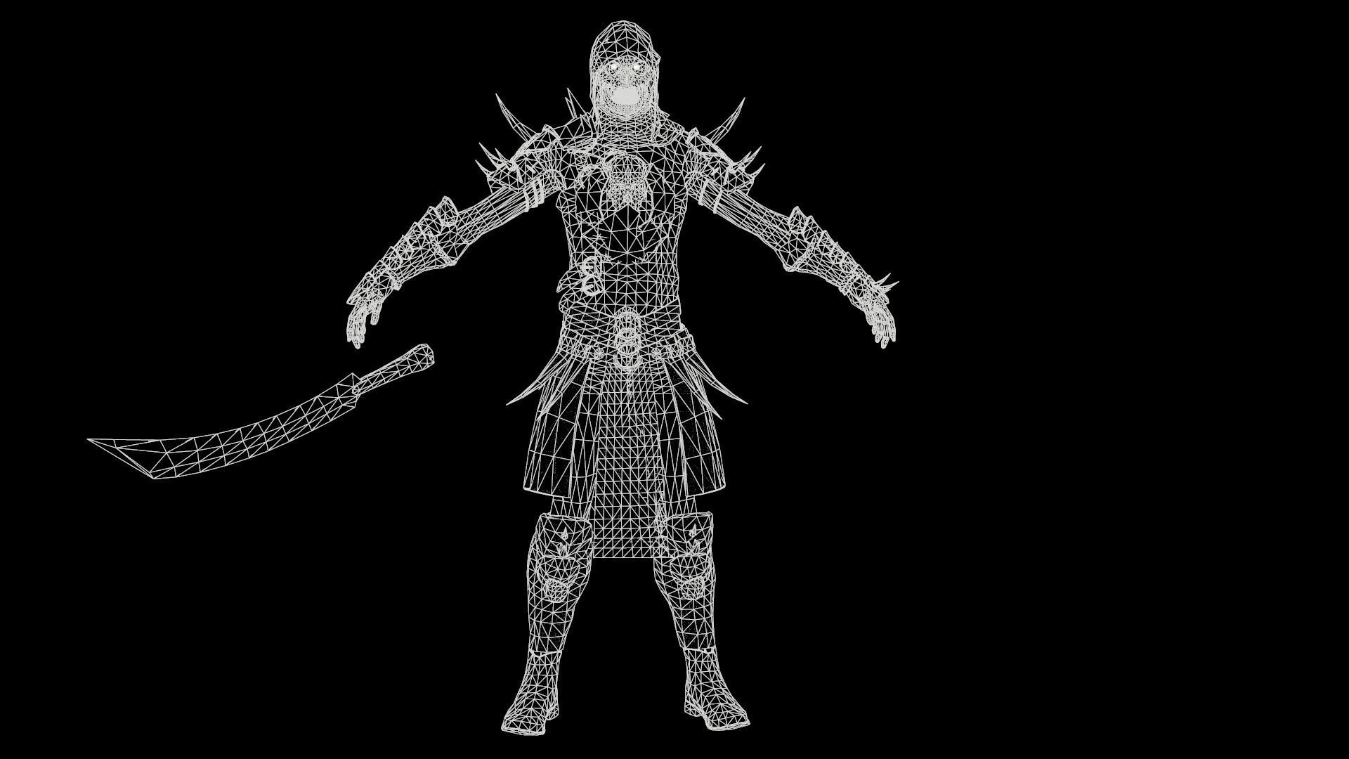 Skeleton3 character in armor Low-poly 3D model_13