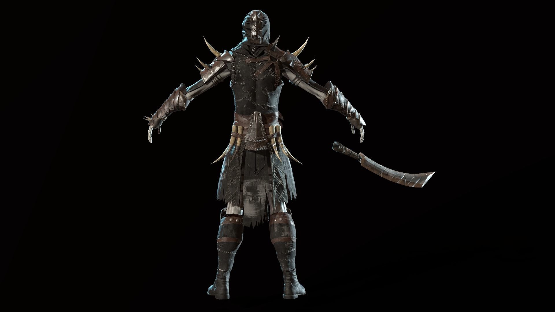 Skeleton3 character in armor Low-poly 3D model_11