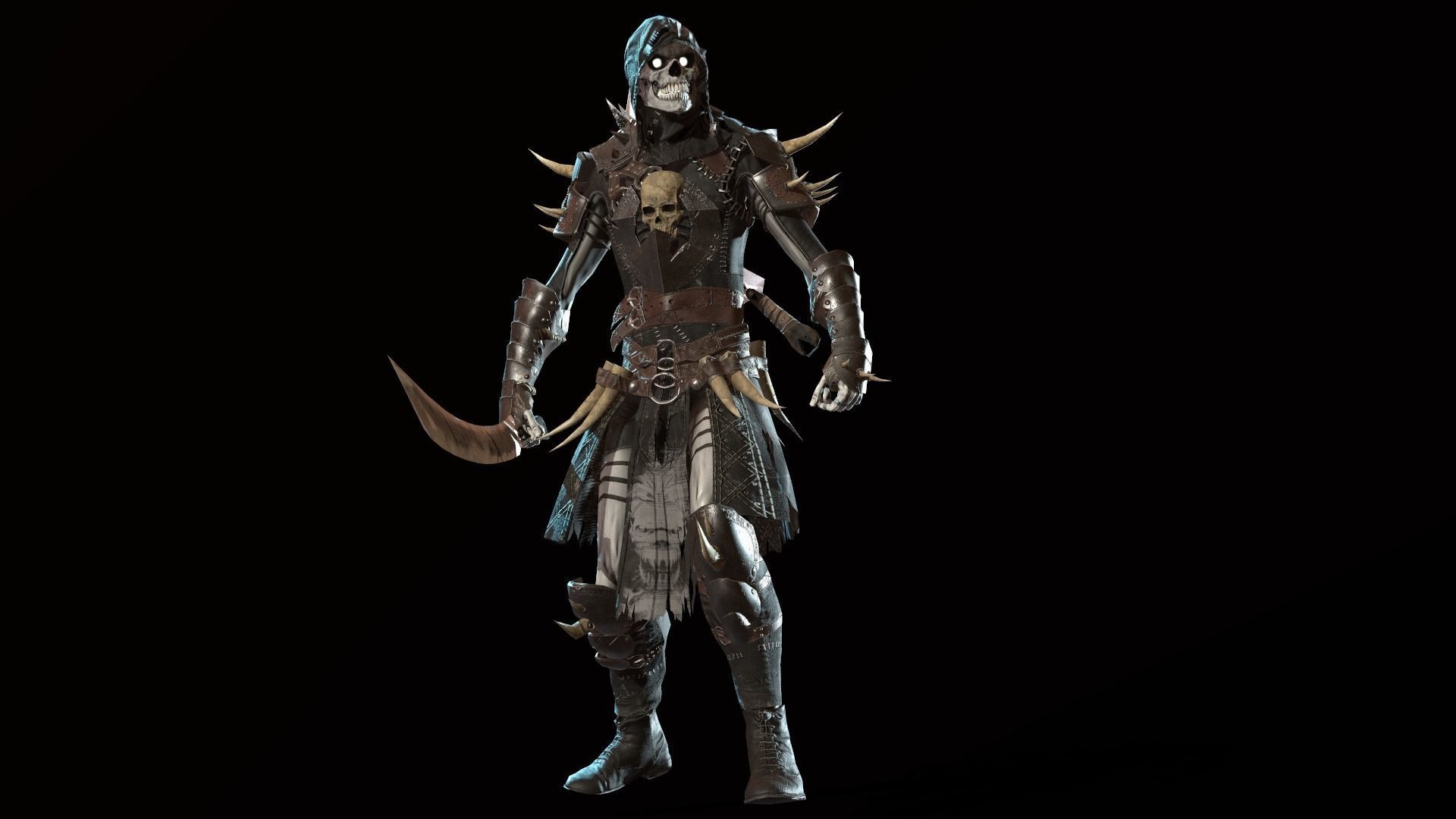 Skeleton3 character in armor Low-poly 3D model_8