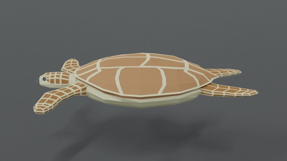 Low Poly Cartoon Loggerhead Sea Turtle Low-poly 3D model_1