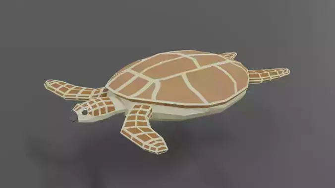 Low Poly Cartoon Loggerhead Sea Turtle Low-poly 3D model
