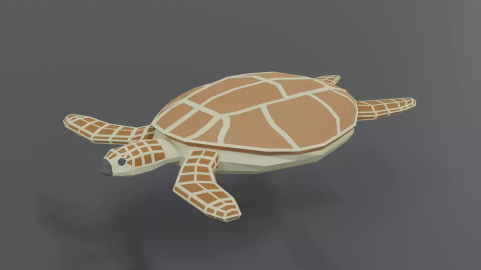 Low Poly Cartoon Loggerhead Sea Turtle Low-poly 3D model_0