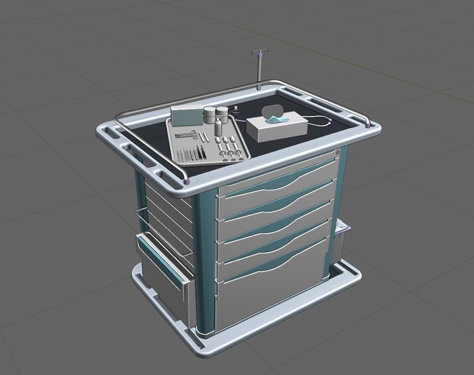 Medical Equipment - Medication Cart- 3D model_9