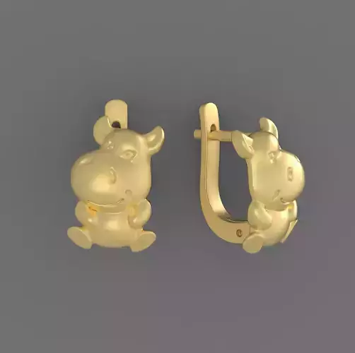 Baby Animal Hippo and Hare Earrings