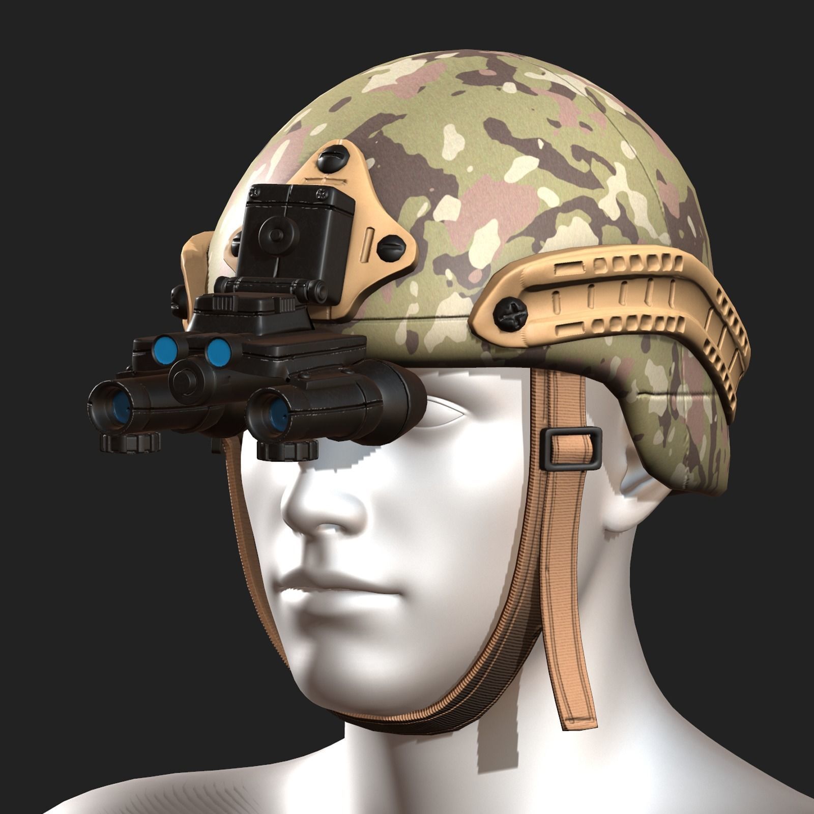 Helmet military combat soldier armor  Low-poly 3D model_8