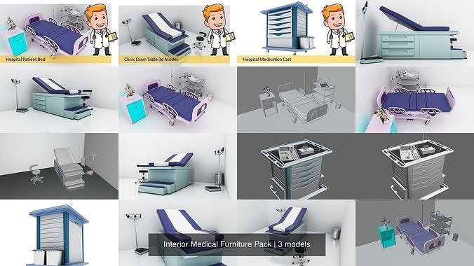 Interior Medical Furniture Pack 3D Model Collection