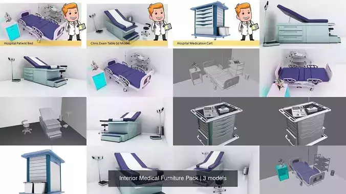 Interior Medical Furniture Pack 3D Model Collection